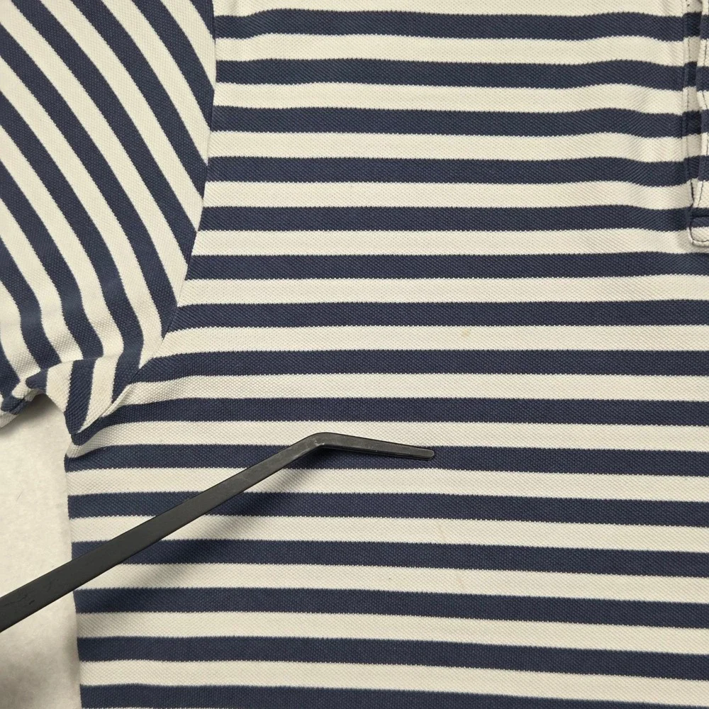 Vintage 90s Polo Ralph Lauren Polo Shirt L Blue White Striped Short Sleeve Vtg
